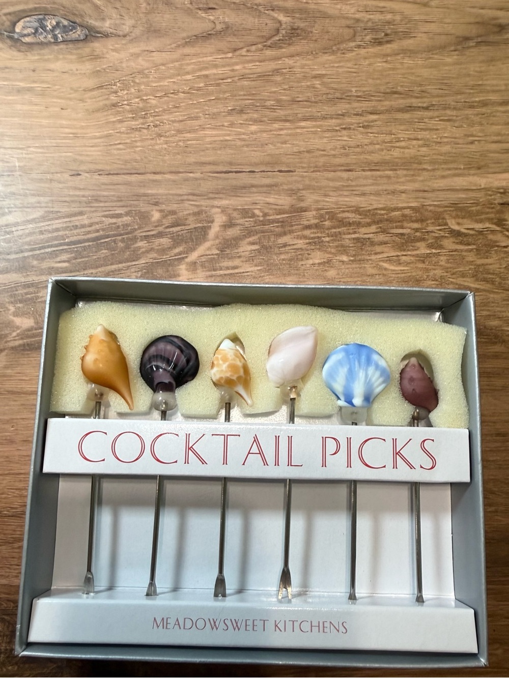 Meadowsweet Kitchens Real Shell Cocktail Picks Set of 6 NIB Coastal
